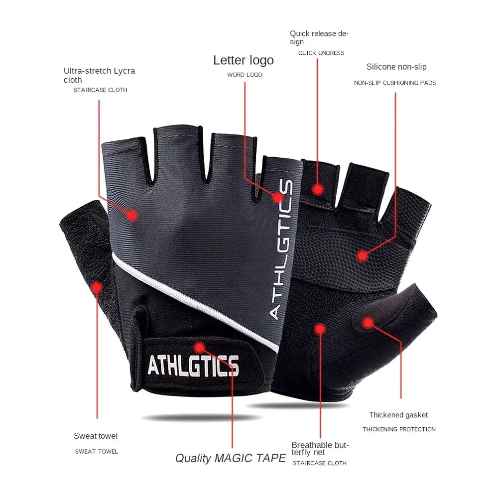 1 Pair Breathable Fingerless Gym Gloves for Men and Women