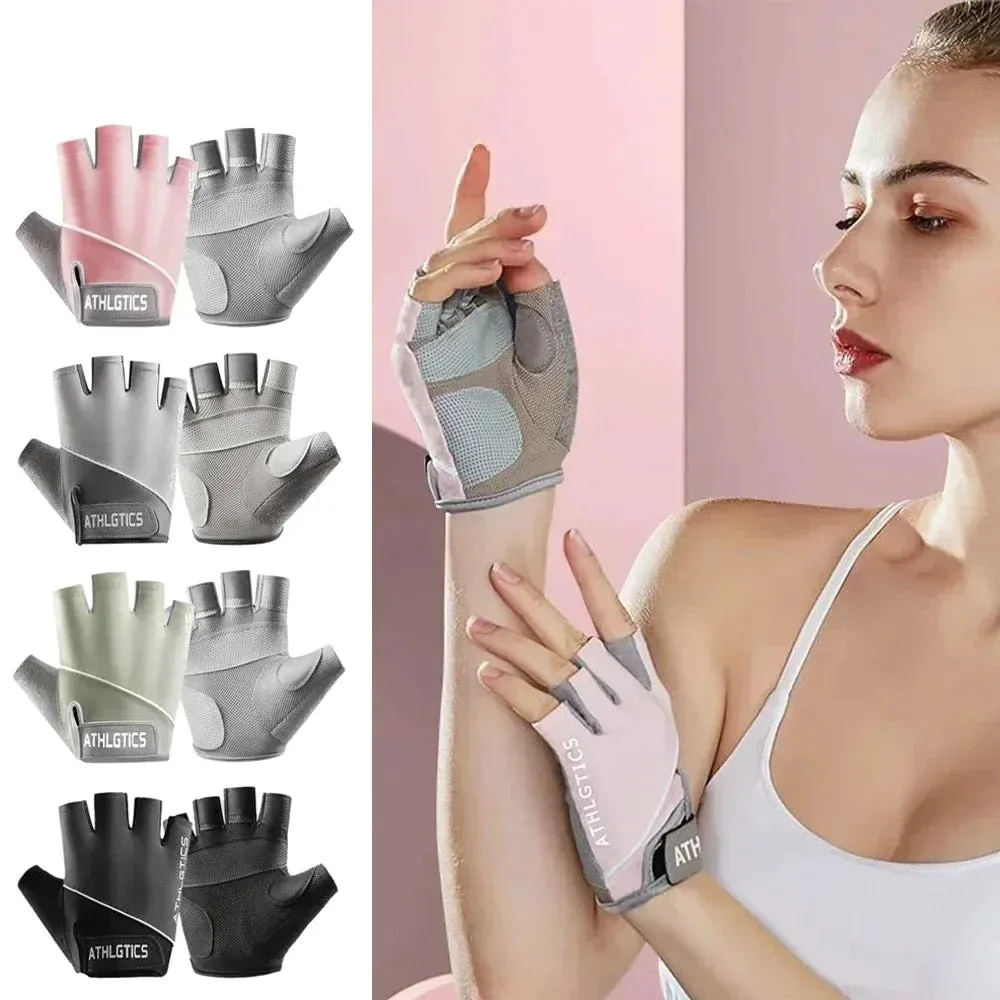 1 Pair Breathable Fingerless Gym Gloves for Men and Women