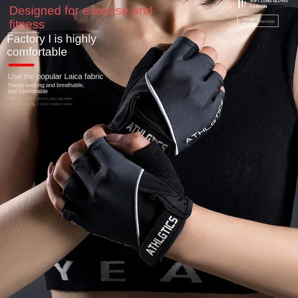 1 Pair Breathable Fingerless Gym Gloves for Men and Women