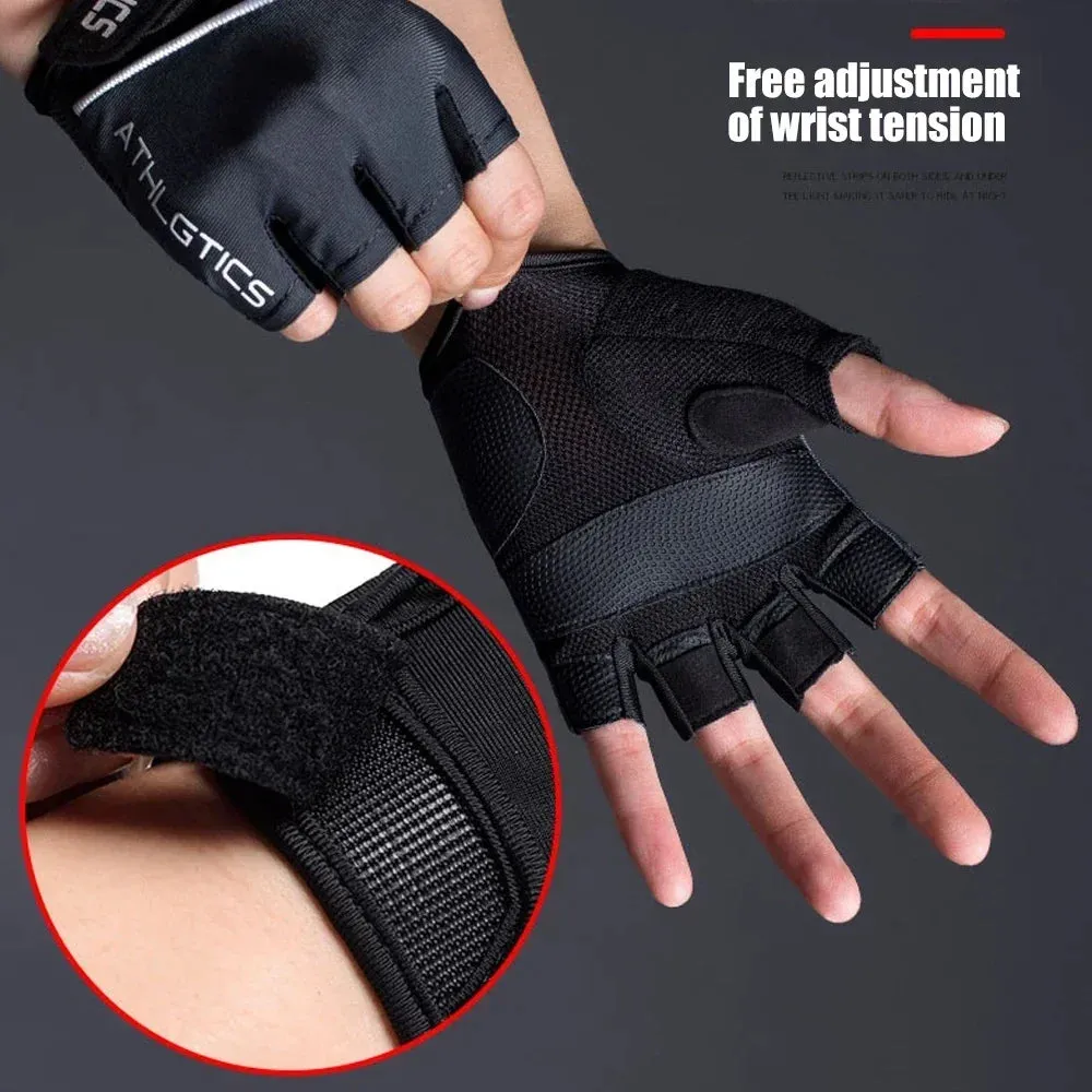 1 Pair Breathable Fingerless Gym Gloves for Men and Women