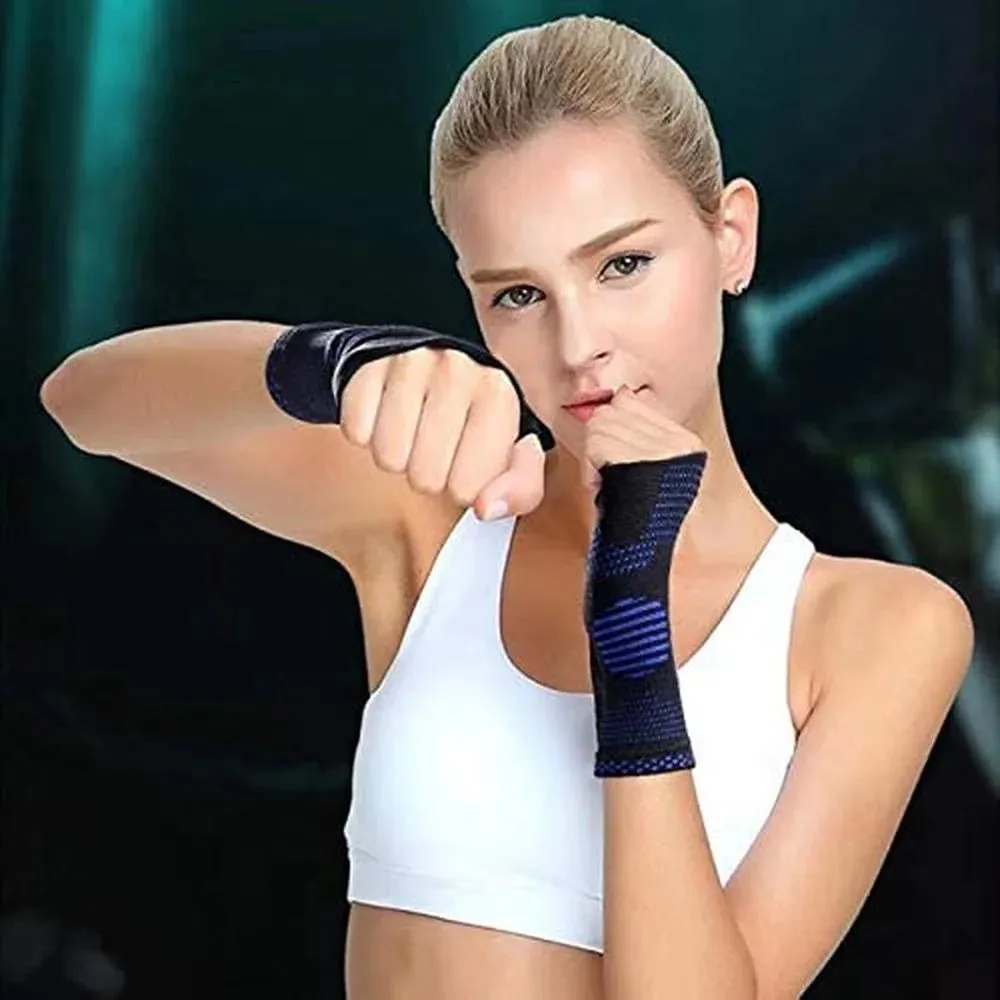 1 Pair Breathable Sweat-absorbing Wrist Compression Sleeves for Men and Women
