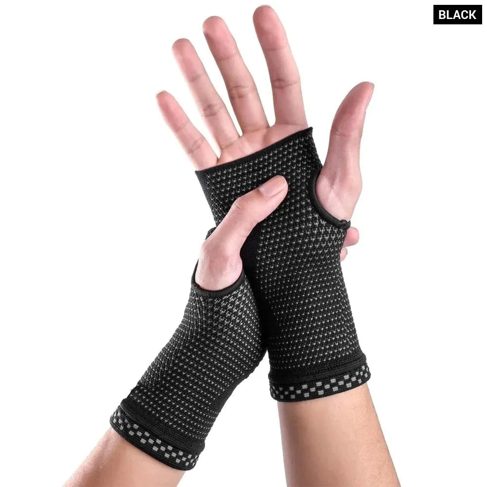 1 Pair Breathable Sweat-absorbing Wrist Compression Sleeves for Men and Women
