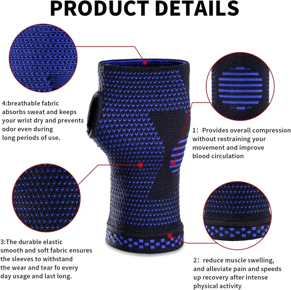 1 Pair Breathable Sweat-absorbing Wrist Compression Sleeves for Men and Women