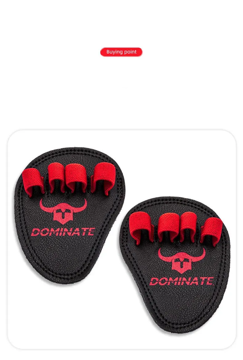 1Pair Cowhide Fitness Gym Grip Pads 4 Finger Loop Workout Gloves Men Women Hand Palm Protect Weightlifting Powerlifting Deadlift