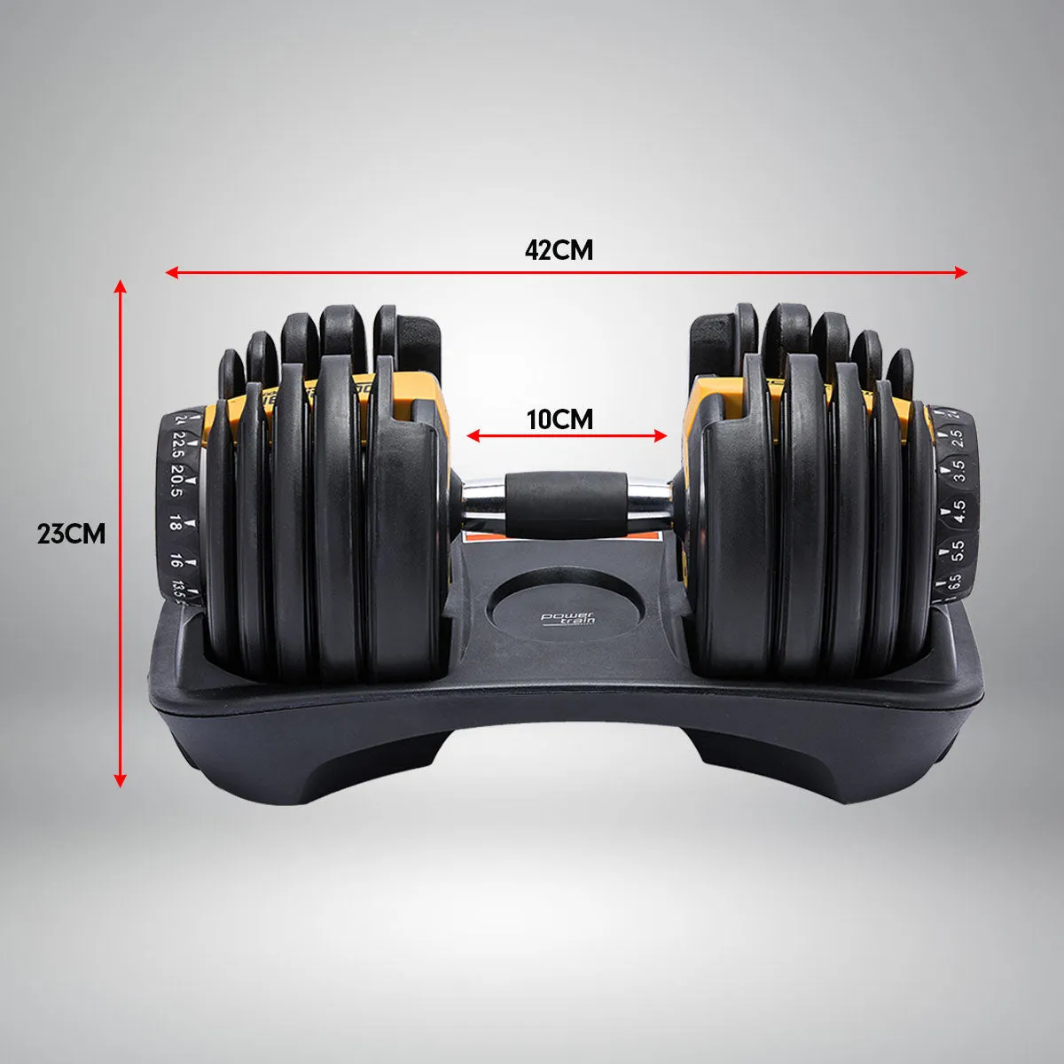 1x 24KG Adjustable Home Gym Dumbbell - Gold