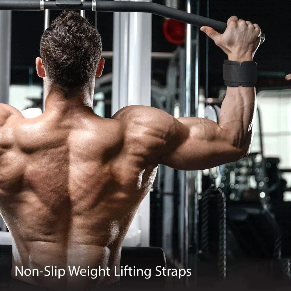 2 Pcs Wrist Support with Lifting Straps for Weightlifting Bodybuilding Powerlifting