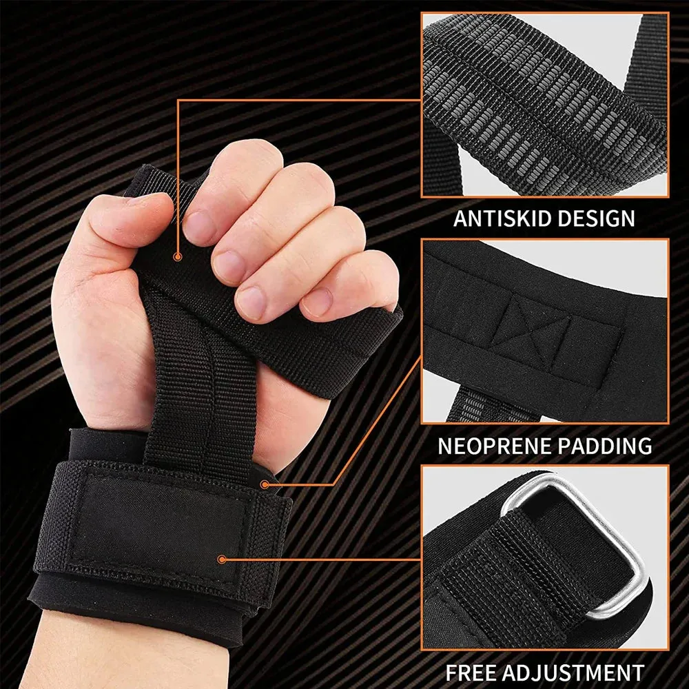 2 Pcs Wrist Support with Lifting Straps for Weightlifting Bodybuilding Powerlifting