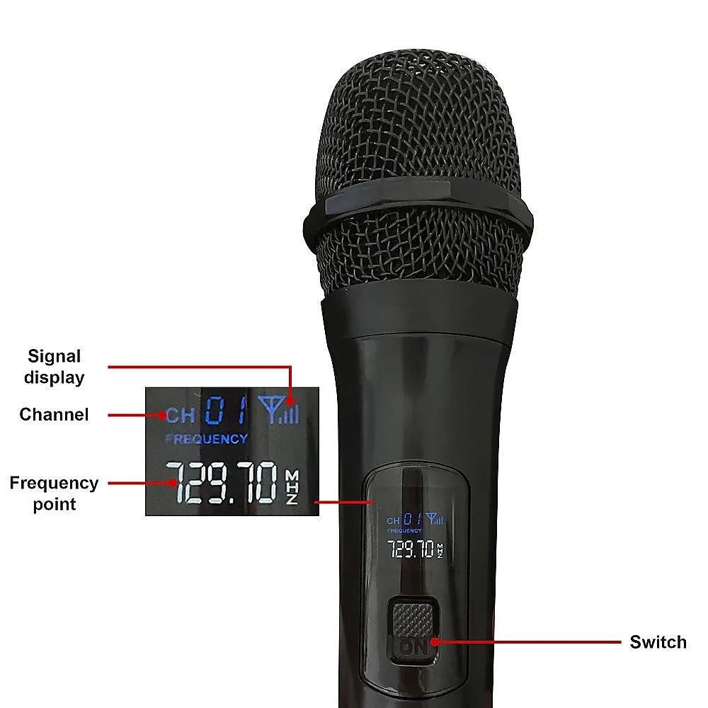 2x Wireless Microphone | Handheld Cordless Professional Mic for Karaoke & Events