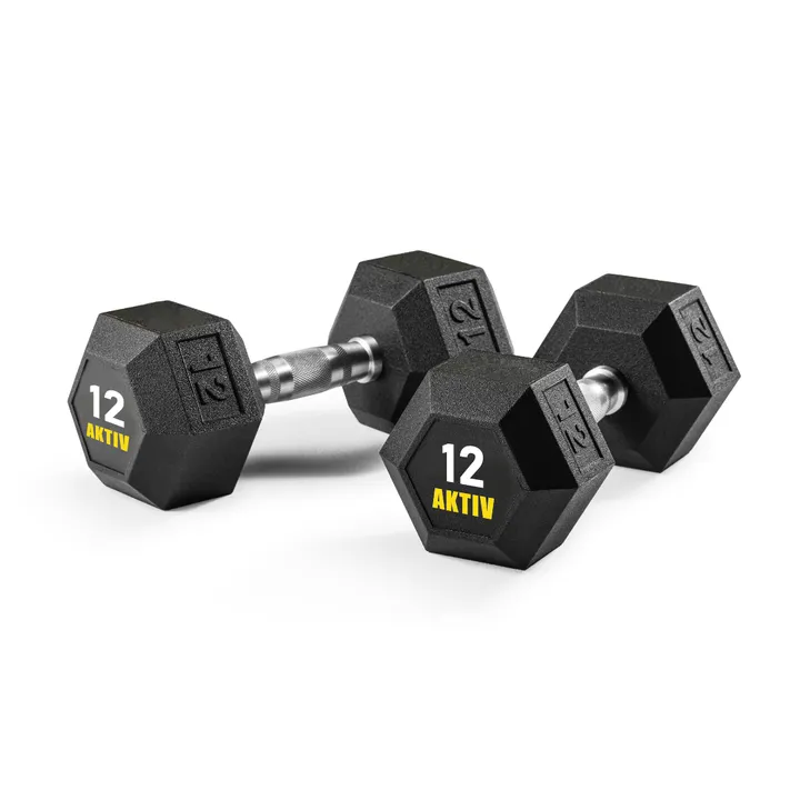 AKTIV دمبلز سداسية  . AKTIV Rubber Hex Dumbbells