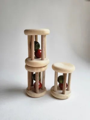 Handcrafted Wooden MIni Rolling Rattle