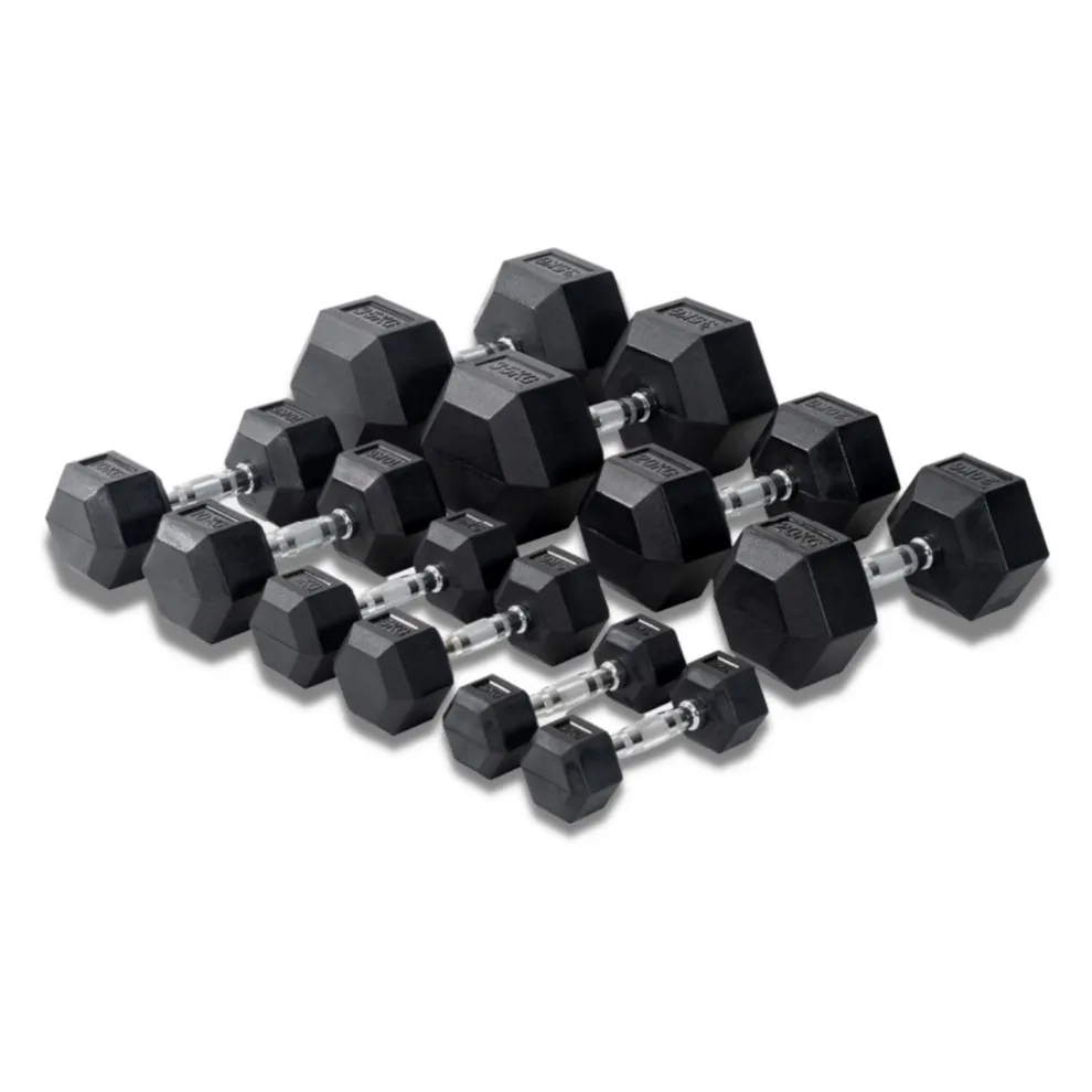 Hexagon Rubber Dumbbell Pair (KG)