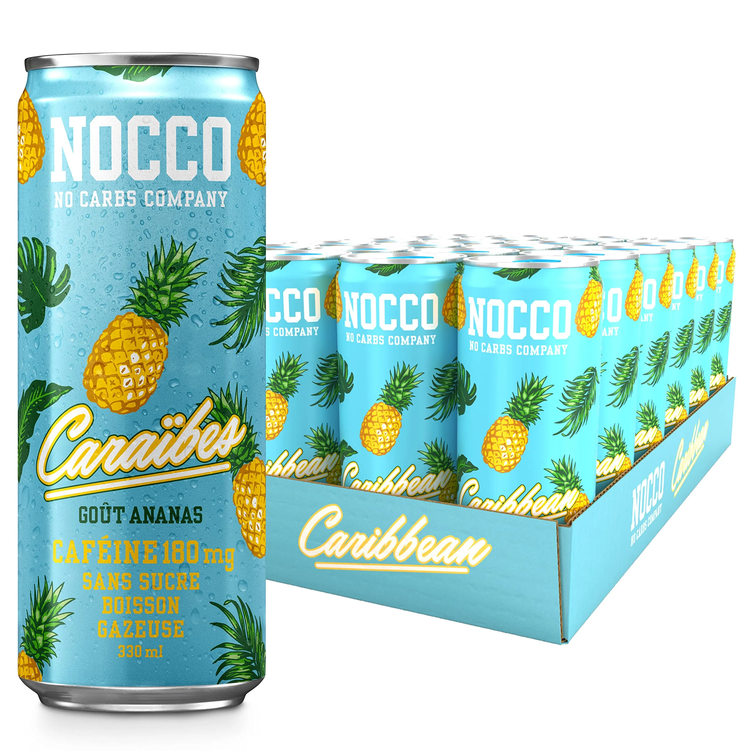 NOCCO Boisson nergissante got tropical 180 mg cafine 24x330ml Boissons nergtiques, Sans Sucre BCAA (Tropical)