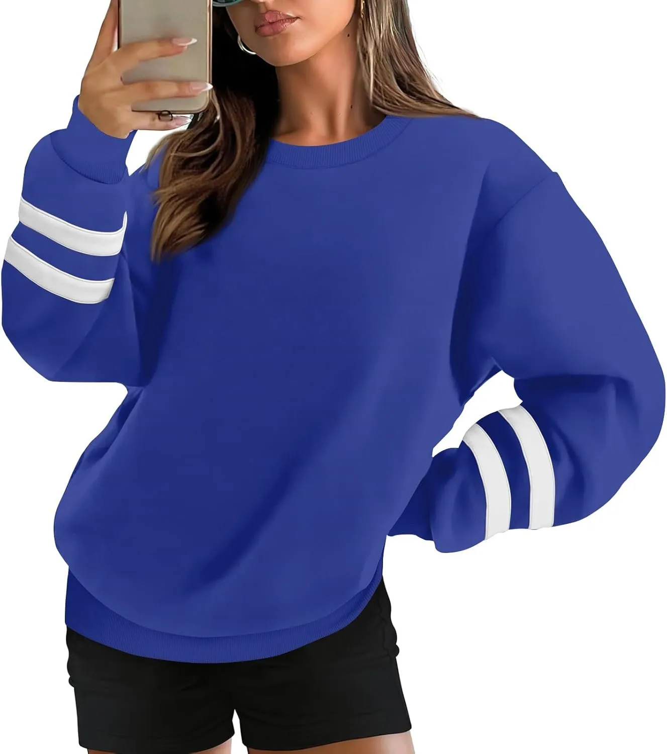 Oversized Sweatshirt For Women Trendy Crewneck Long Sleeve Fall Winter Clothes 2024 Solid Hoodie Pullover