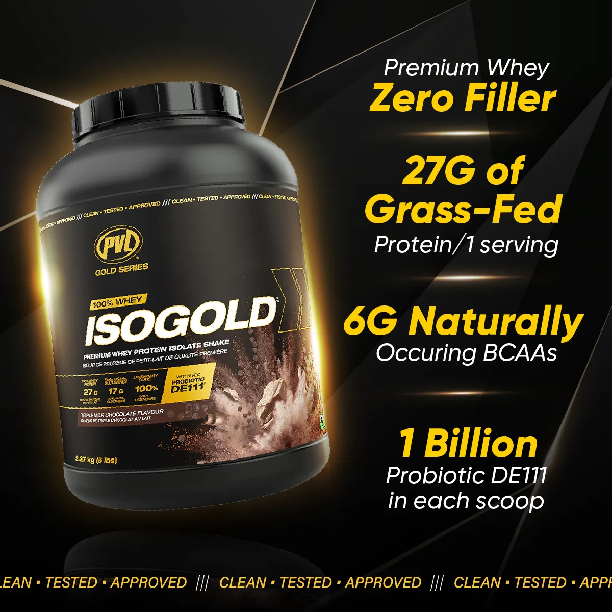 PVL Gold Series Iso Gold, 100% Whey Protein Isolate & Hydrolysate, Muscle Growth Support, Muscle Recovery, 2-5lbs