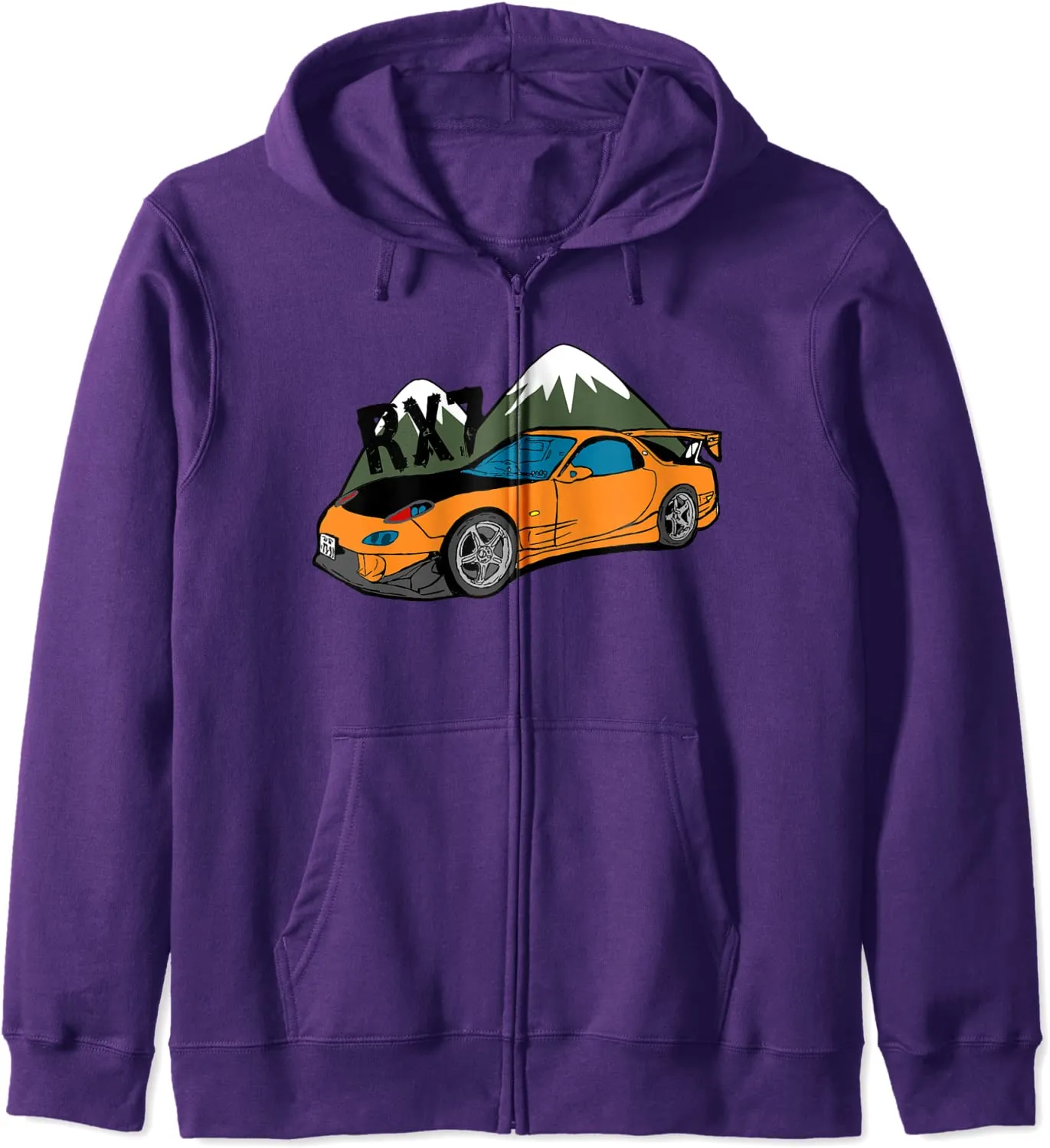 RX7 FD JDM Drift Car Legend Rotary Powered Distressed Design Zip Hoodie