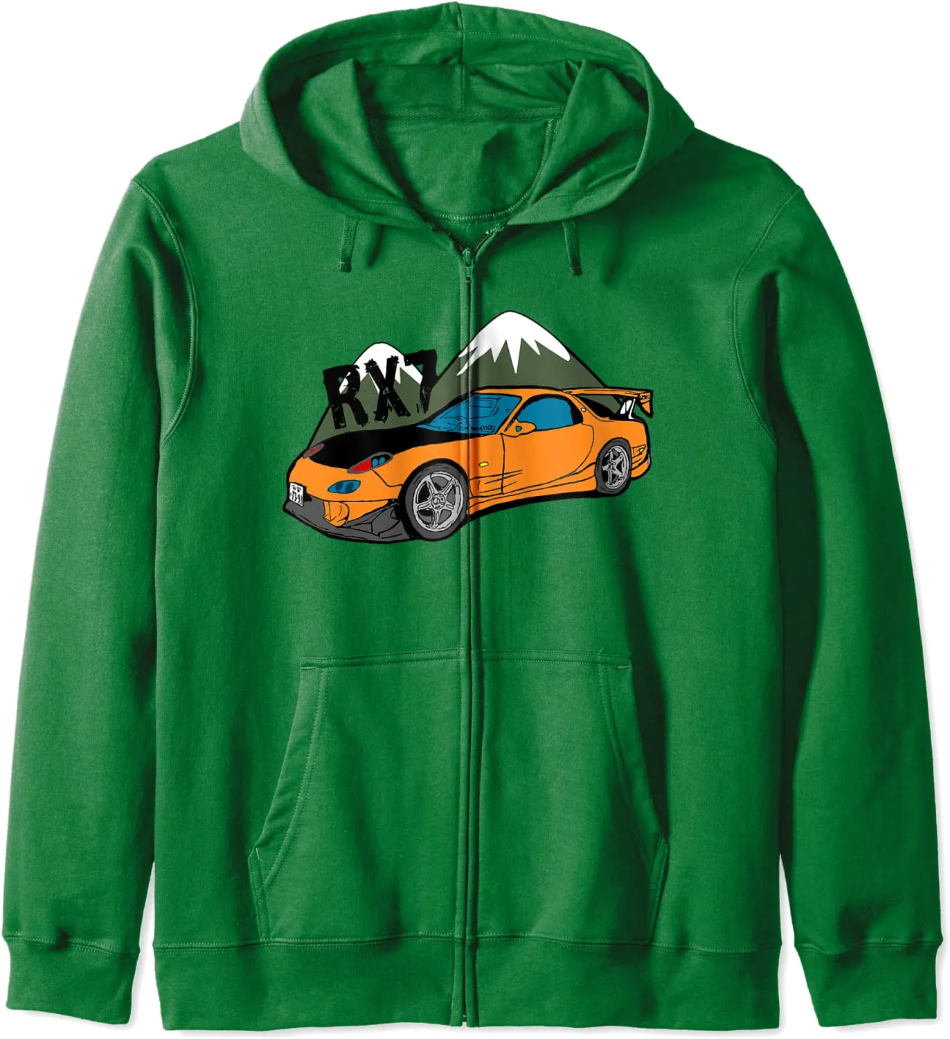 RX7 FD JDM Drift Car Legend Rotary Powered Distressed Design Zip Hoodie