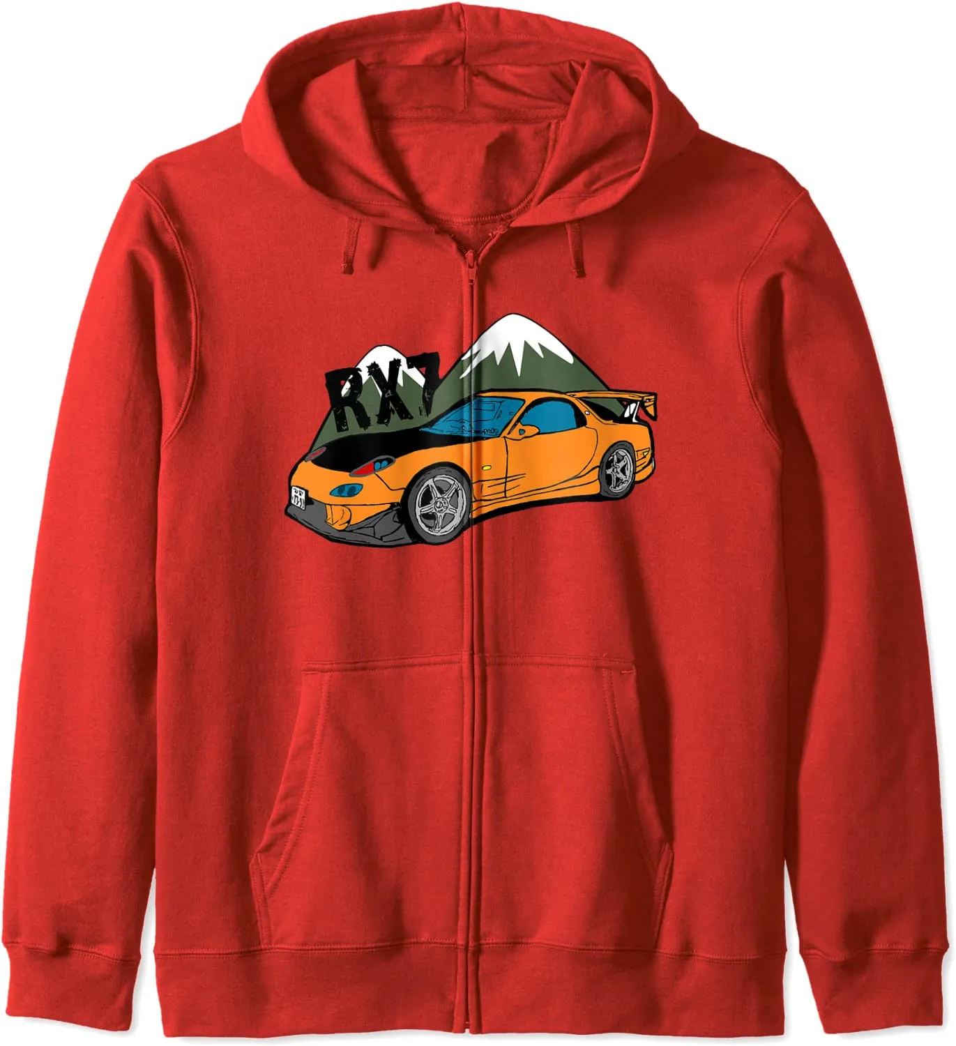 RX7 FD JDM Drift Car Legend Rotary Powered Distressed Design Zip Hoodie