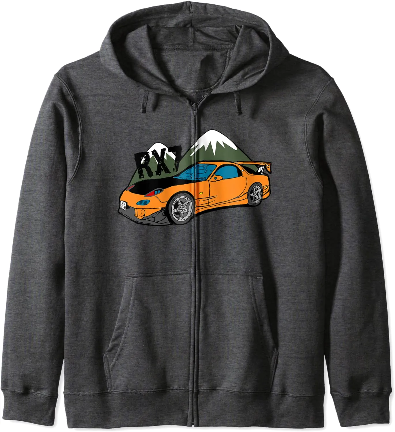 RX7 FD JDM Drift Car Legend Rotary Powered Distressed Design Zip Hoodie