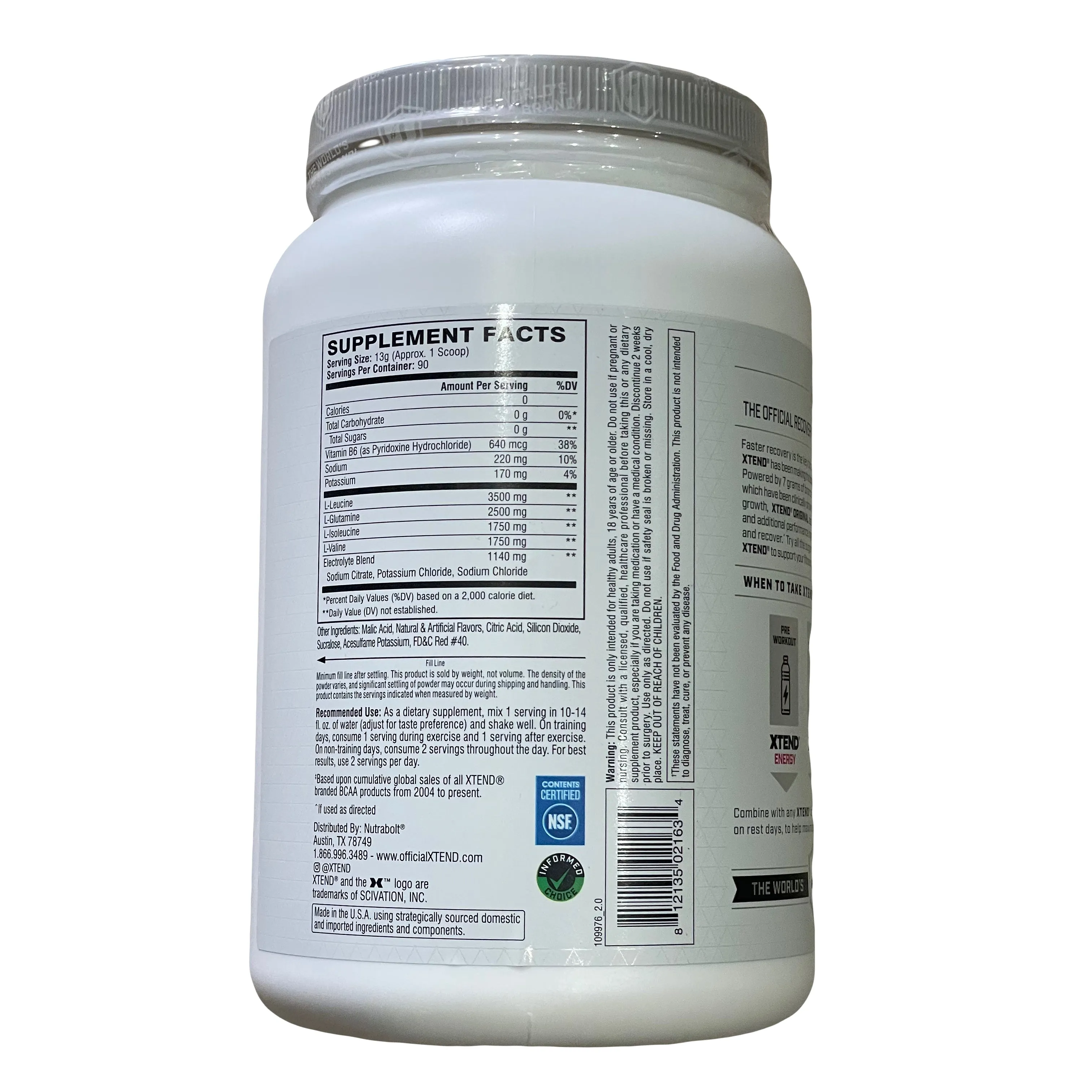 Scivation Xtend BCAAs (90 Servings) Strawberry Mango Exp Nov 2024