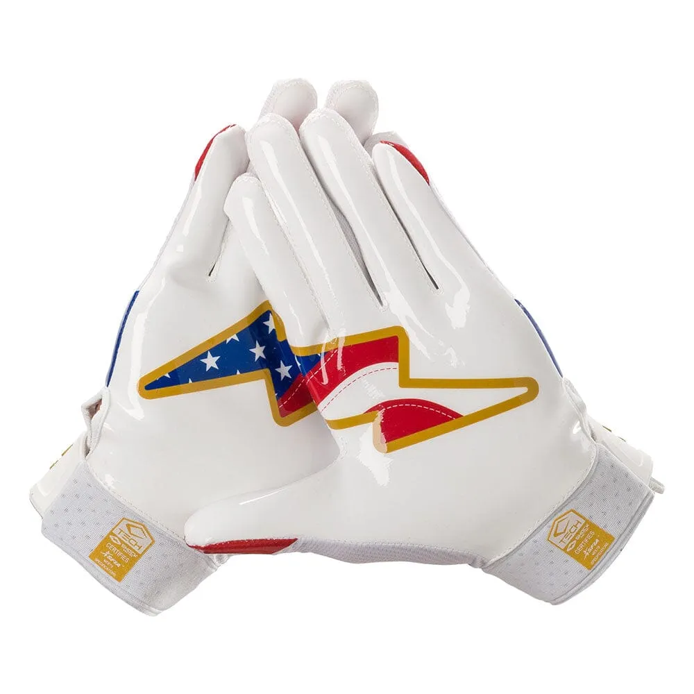 Stars and Stripes/Gold Showtime Receiver Gloves