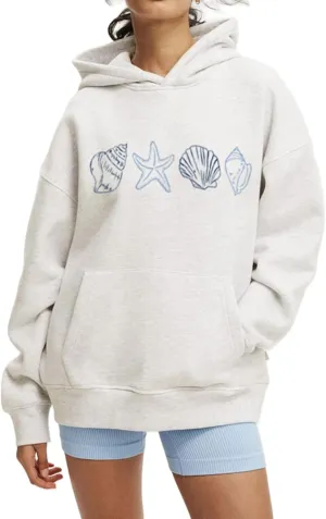 Women Y2k Graphic Hoodies Floral Print Oversized Long Sleeve Pullover Sweatshirt Teen Girl Vintage Sweatshirt